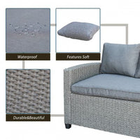 Merax Outdoor Patio Dining Table and Chair Set PE Rattan Sofa Furniture Set