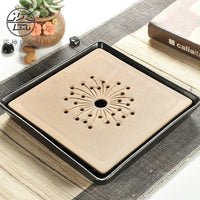 Ceramic Dry Bubble Tea Tray with Water Storage, Japanese Style Large Tea Table for Kung Fu Tea Ceremony