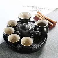 Ceramic Dry Bubble Tea Tray with Water Storage, Japanese Style Large Tea Table for Kung Fu Tea Ceremony
