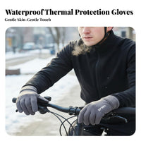 Fleece Lined Gloves Water Resistant Fleece Lined Thermal Gloves Elastic Cuff for Cyclists, Cold Weather, Driving