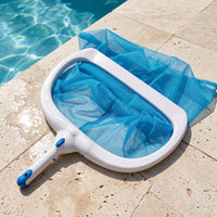 Fine-Mesh Pool Cleaning Net with Handle Deep-Pocket Pool Skimmer Net Handheld Leaf Skimmer Lightweight for Swimming Pools, Spas