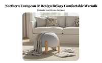 Nordic Aesthetic Upholstered Toadstool Pouf Multi-Functional Upholstered Pouf High-Rebound Sponge Low Stool Solid Wood Legs for Interior Designers, Apartment Dwellers, Sales Office, Entryway, Living Room, Playroom