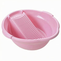 One-Piece Ribbed Wash Basin Molded Plastic Wash Basin Wide Rim Household Utility Shallow for Laundry, Face Washing