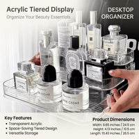 Clear Acrylic Stand, Stepped Design Tiered Display, Makeup Storage Organiser for Aftershave and Nail Polish, Transparent Organizer for Cosmetics