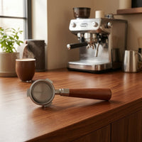 Ergonomic Grip 51mm Bottomless Portafilter Naked Portafilter with Wood Handle for Baristas, Home Kitchen, Cafe