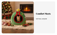 Warm Christmas Tree Pet Bed Insulated Christmas Cat House Soft Material for Small Dog Owners, Indoors, Indoor, Living Room