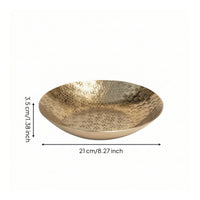 Tray with Hammered Texture Gold Elliptical Tray Low-Profile for Coffee Table