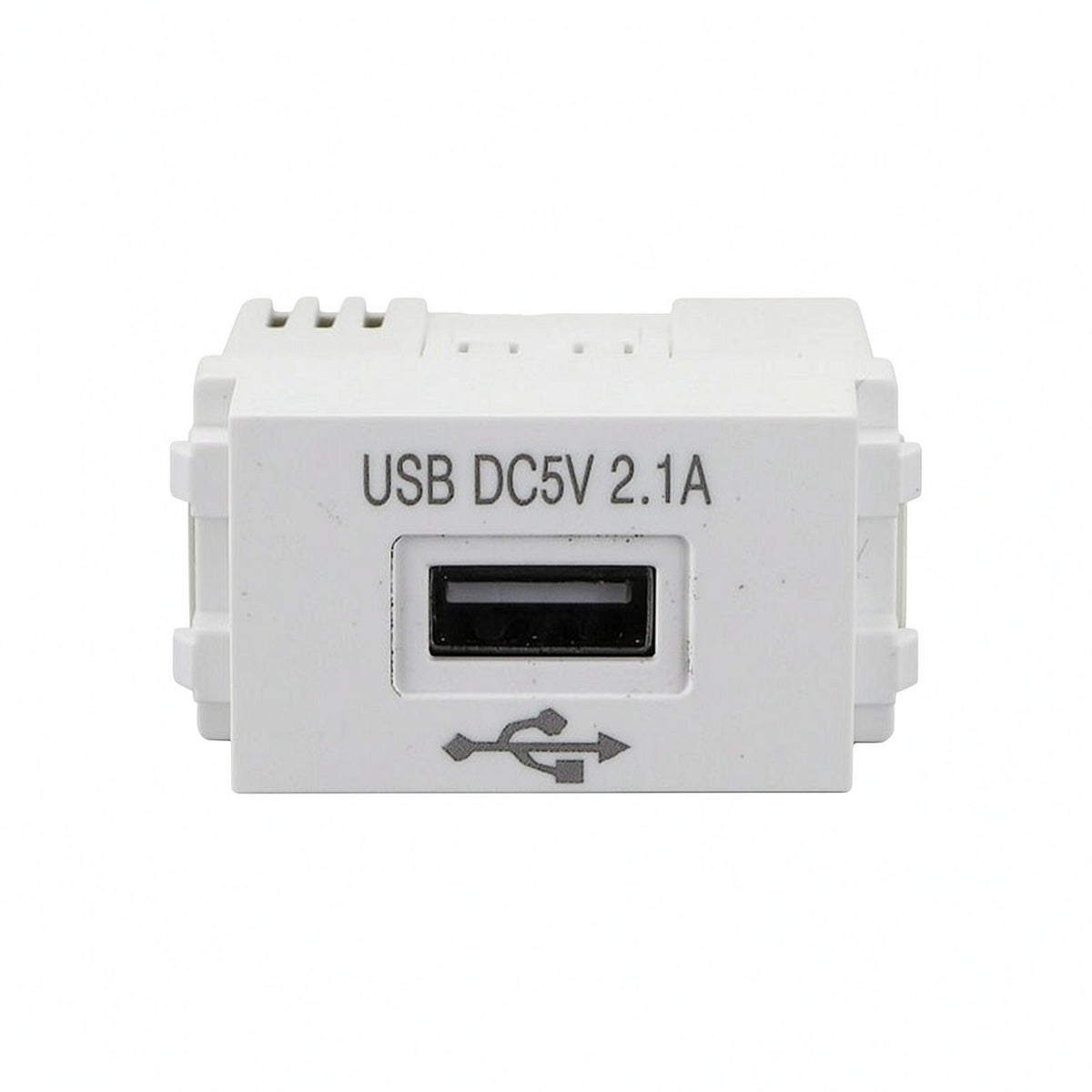 2.1A USB Wall Outlet Module Compact USB-A Charging Port Module White Electrical Accessory