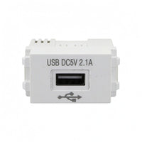 2.1A USB Wall Outlet Module Compact USB-A Charging Port Module White Electrical Accessory