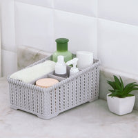 Rattan Remote Control Storage Box Multi-Grid Desktop Organizer for Home and Office
