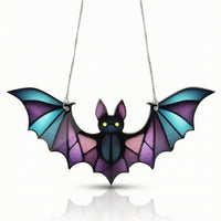 Stained-Glass Style Chiropteran Suncatcher Halloween Acrylic Chiropteran Ornament Gothic Window Decoration with Chain Spooky