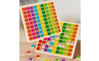 Wooden Addition Subtraction Multiplication Chart Thinking Skills Arithmetic Table Colorful Multiplication Board Portable for Elementary Students, Preschool