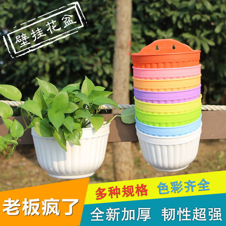 Wall-Mounted Resin Planter for Succulents and Greenery, Half-Round Hanging Flower Pot with Hooks