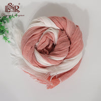 Cotton Linen Blend Breathable Gradient Solid Stripe Scarf Shawl for Spring/Summer
