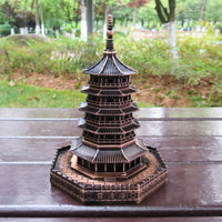Leifeng Pagoda Model Hangzhou Souvenir Antique Zinc Alloy Craft Gift
