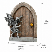 Pastoral Fairy Garden Miniature Door, Resin Fairy House Garden Decoration, Gnome Door Accessory for Garden Lovers, Fairytale Decoration