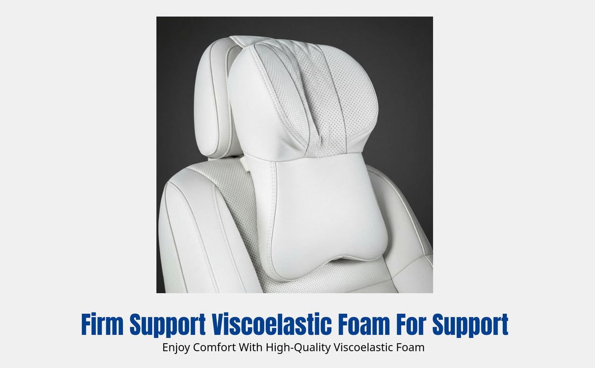 Car Headrest Neck Support Pillow, Universal Viscoelastic Foam Cushion, Breathable Perforated Cover, Fits Most Vehicles
