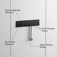 Hook Rack for Refrigerator Storage, No Drill Towel for Kitchen and Dorm Room Students, Modern Multi-Hook Organizer for Bathroom and Home