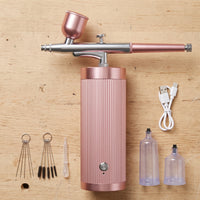 Portable Airbrush Kit with Dual-Action Oxygen Injector for Model Painting, Nail Art, and Cooking