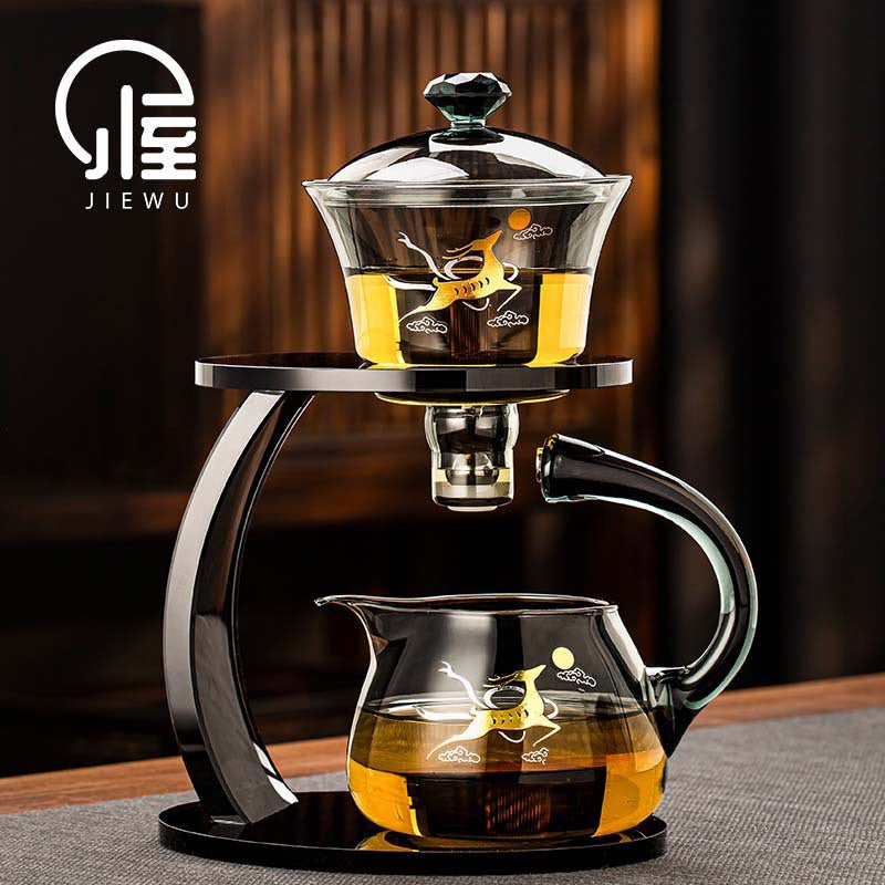 功夫茶具全自动玻璃创意冲茶器家用批发简约懒人泡茶器煮茶壶套装