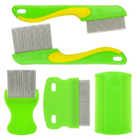 Nit Comb for Dog Grooming and Cat Comb Set, 7 Piece Stainless Steel Metal Round Lice Combs, Versatile Detangling Tool for Large Pets, Steel