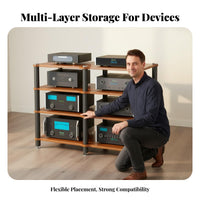 Multi-Tier Audio Equipment Rack Ventilated Shelving Audio Component Rack Sturdy Amplifier Dampening Stand for Audiophiles, Living Room