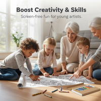 Kids' Creative Coloring Roll with Dinosaur & Animal Themes, Long Hand-Painted Doodle Scroll