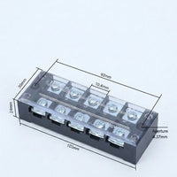 Terminal Block with Copper Conductor for 15A/25A/45A, 10 Position Strip for DIY Electronics, 600V Wiring Terminal, Transparent Cover Connector