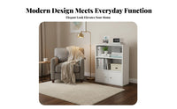 Minimalist design Multi-Compartment Floor Shelf with Doors Includes Door Compartments Multi-Tier Cabinet with Doors complimentarystanding shelf unit for Apartment Dwellers, Homeowners, Office Workers, Study Room, Bedroom, Entrypath