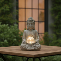 Buddha Statue with Globe Zen Buddha Statue Spiritual for Entryway