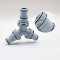 Pool Hose Connector Triple-Outlet Y-Connector with Threaded Collars Ribbed Threaded Hose Adapter for Maintenance Technicians