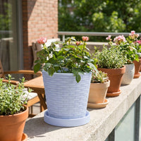 Plant Pots with Self Watering Drainage Tray, Durable Plastic Flower Pots, Modern Planter for House Plants and Outdoor Plants, Indoor Garden Pots