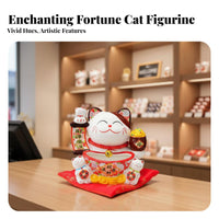 Fortunate Cat Key Bowl Adorable Appearance Fortunate Cat Statue with Tray for Front Desk