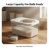Large Capacity Rice Container Storage Bin Keeps Food Fresh Airtight Grain Container for Kitchen Countertop