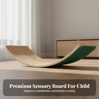 Multi-Use Design Wooden Balance Board Sturdy Wood Construction Curved Wobble Board Unrestricted-Ended Play Kids' Wooden Rocker Develops Core Strength for Toddlers, Adults, Stretching Exercises, Playroom