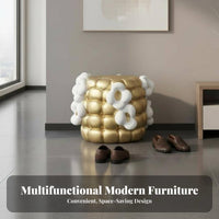 Light Luxury Design Corn Cob Ottoman Multi-Functional Shoe Changing Bench Space-Saving Footstool Sturdy Build for Decor lovers, Homeowners, Entrypath, Living Room, Bedroom, Dormitory