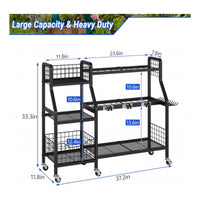 Heavy Duty Garden Tool Organizer with Wheels High-Capacity Rolling Garden Tool Rack Multi-Function Space-Saving for Gardeners, Homeowners