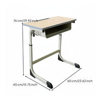 Sturdy Steel Frame Adjustable Student Desk and Chair Set Rounded Edges Adjustable Student Desk and Chair Anti-Slip Feet for Students