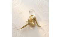 Abstract Figurine with Glass Head Sculptural Seated Figurine Ribbed Statue for TV Cabinet