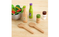 Wooden Salad Set Child-Centered-Influenced Salad Playset Realistic Pretend Play Pretend Play Set with Bowl for Playroom