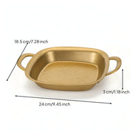 Square Serving Plate with Handles Retro Stainless Steel Serving Tray for Parties