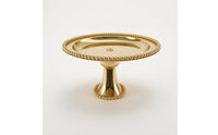 Mirrored Surface Round Dessert Stand Beaded Rim Pedestal Cake Stand Metal Display Tray Polished Finish