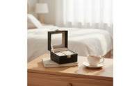 Watch Display Box Black Watch Case with Window Dustproof for Home Storage