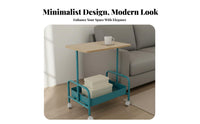 On Wheels Rolling Side Table Multi-Functional 2-Tier Utility Trolley Space Saving Mobile Bedside Cart Sturdy Frame for Apartment Dwellers, Distant Workers, Living Room, Bedroom, Small Areas, Home Office