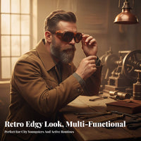 Retro Edgy Sunglasses Windproof Retro Polarized Sunglasses Protection Steam Edgy Goggles for Men, Fashion Enthusiasts, Riding, Biking, Motor Biking