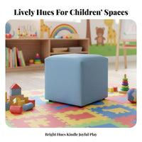 Colorful Design Soft Cube Stool Easy to Clean Surface children's Furniture long-lasting Construction kids' Seat Lightweight for Toddlers, Preschoolers, Kindergarten, Daycare Center, Playroom, Small Spaces