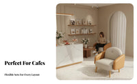 Curved Backless Settee with Pedestal Table Creamy aesthetic Commercial Furniture Soft and Comfortable adaptable Combination