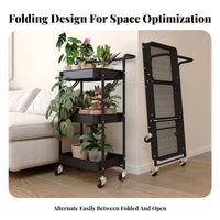 With Wheels 3-Tier Rolling Shelf Multi-Purpose Plant Stand 360° Swivel Casters Mobile Storage Solution Easy Assembly for Apartment Dwellers, Business Owners, Balcony, Indoors, Garden, Living Room