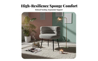 Soft and Comfortable Plush Barrel Chair High-Density Foam Cushion Vanity Stool Wide Seat Indoor Furniture Wavy Backrest Design for Homeowners, Adults, Students, Makeup Room, Dressing Area, Bedroom, Home Office