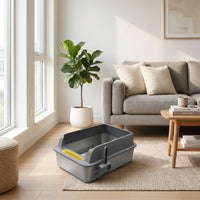 Cat Toilet Stainless Steel Tray with High Sides, Open Pan for Indoor Felines and Multi-Cat Household Use
